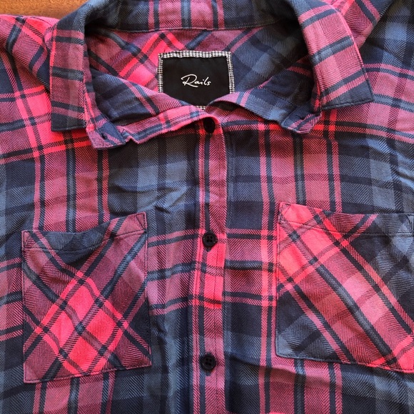 Rails Sleeveless Plaid Button Up Pink and Gray - Picture 1 of 7